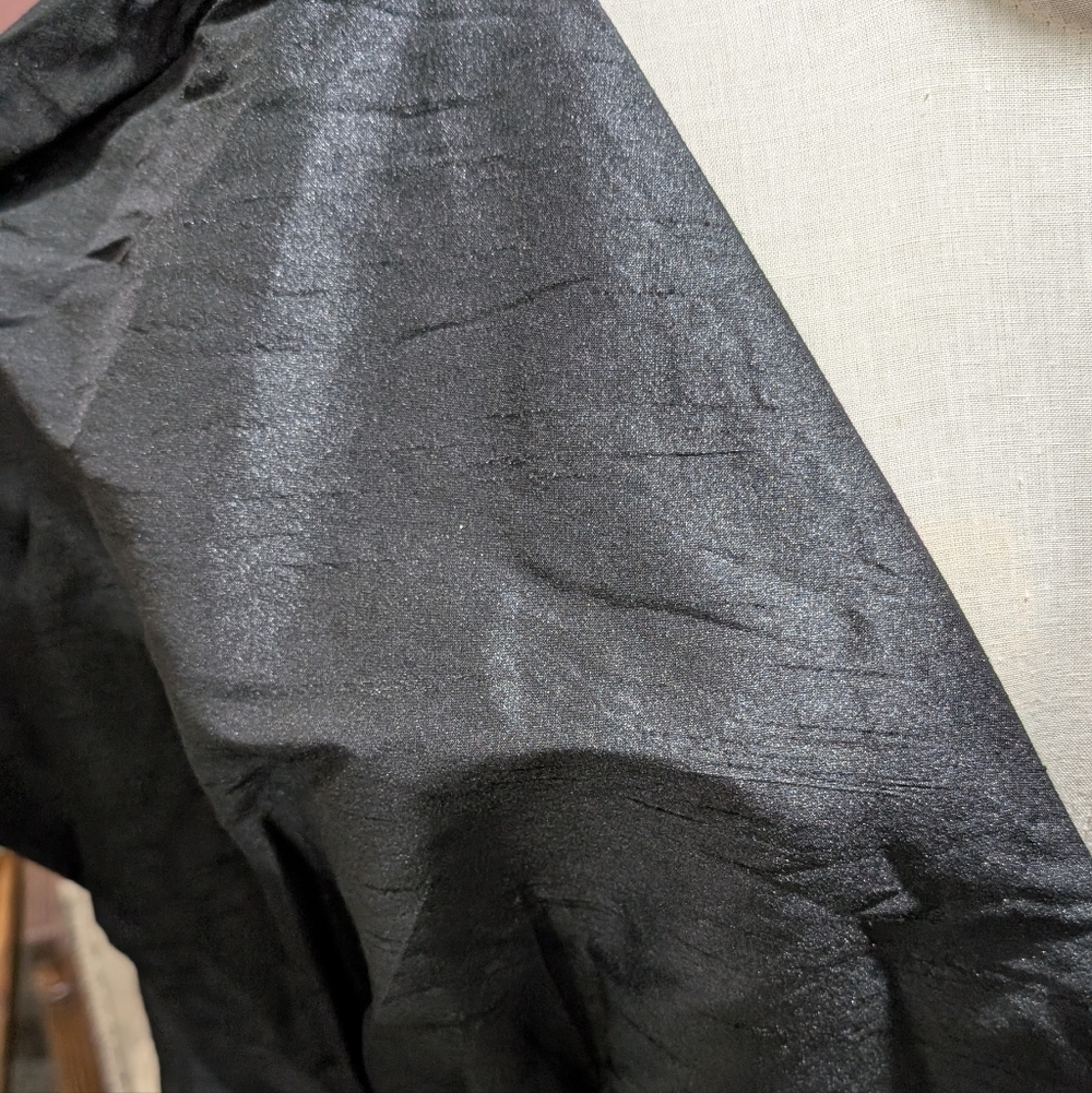 Black Taffeta Gown With Belted Waist - Picture 2 of 4